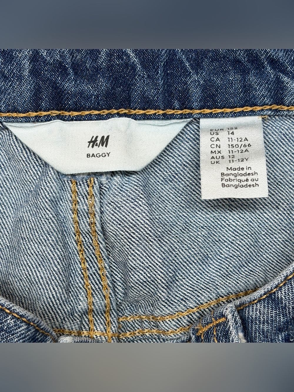 H&M Baggy Skater Blue Jeans Medium Wash Denim Loose Fit Boys Size 14 Wide Leg - Picture 2 of 3